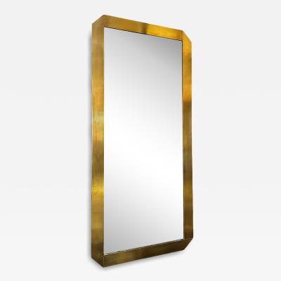 1970s Italian Brass Framed Geometric Mirror