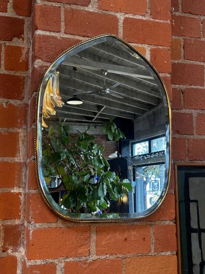 1970s Italian Brass Wall Mirror