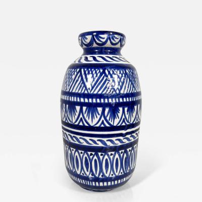 1970s Italian Cobalt Pottery Vase Handcrafted Vietri Art Campagna Italy