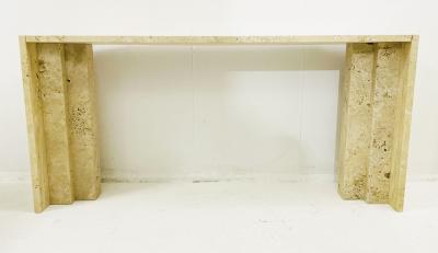 1970s Italian Mid Century Modern Travertine Console Table