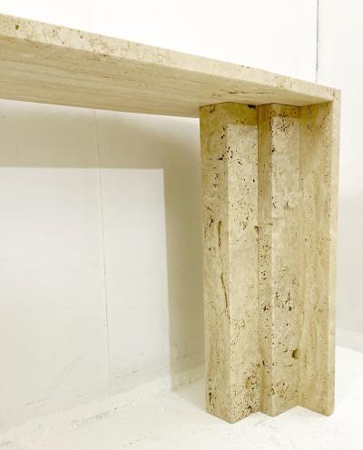 1970s Italian Mid Century Modern Travertine Console Table