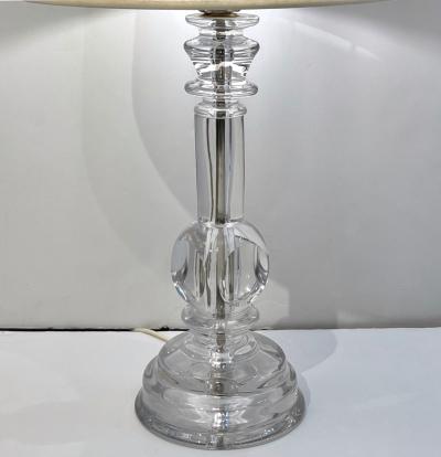 1970s Italian Vintage Organic Pair of Turned Faceted Crystal Glass Table Lamps