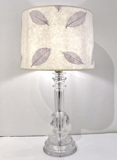 1970s Italian Vintage Organic Pair of Turned Faceted Crystal Glass Table Lamps