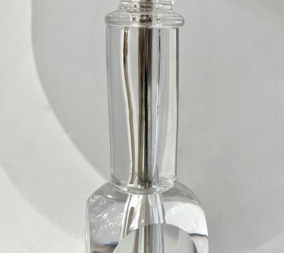 1970s Italian Vintage Organic Pair of Turned Faceted Crystal Glass Table Lamps