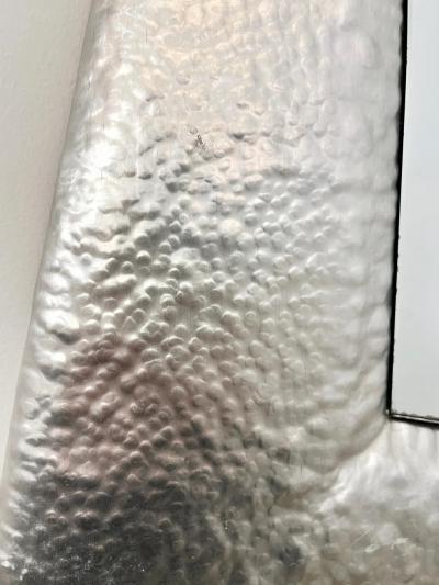 1970s Italian Vintage Post Modern Minimalist Design Aluminum Full Length Mirror