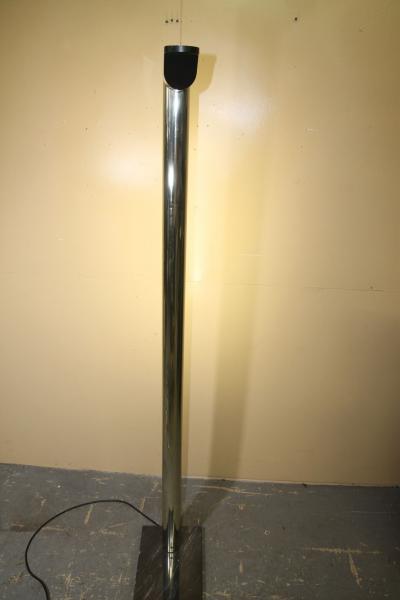 1970s L shaped brass floor lamp with two lights
