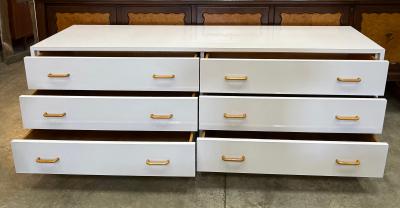 1970s Laminate 6 Drawer Dresser with Reed Base Wood Handles