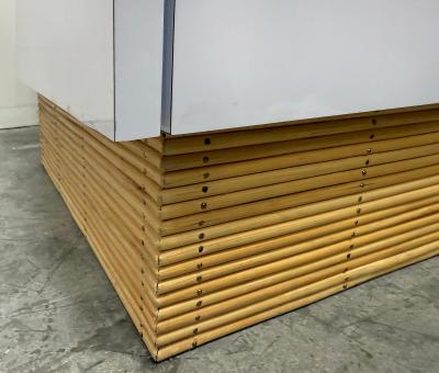 1970s Laminate 6 Drawer Dresser with Reed Base Wood Handles