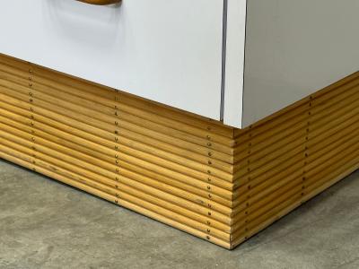 1970s Laminate 6 Drawer Dresser with Reed Base Wood Handles