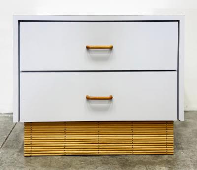 1970s Laminate 6 Drawer Dresser with Reed Base Wood Handles