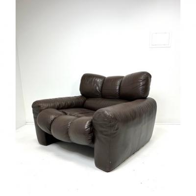 1970s Leather Lounge Chair by Tongiana Stefano