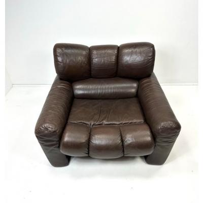 1970s Leather Lounge Chair by Tongiana Stefano