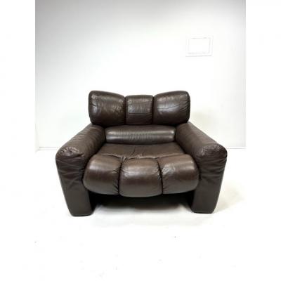 1970s Leather Lounge Chair by Tongiana Stefano