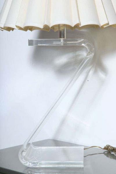 1970s Lucite Z Shaped Lamp