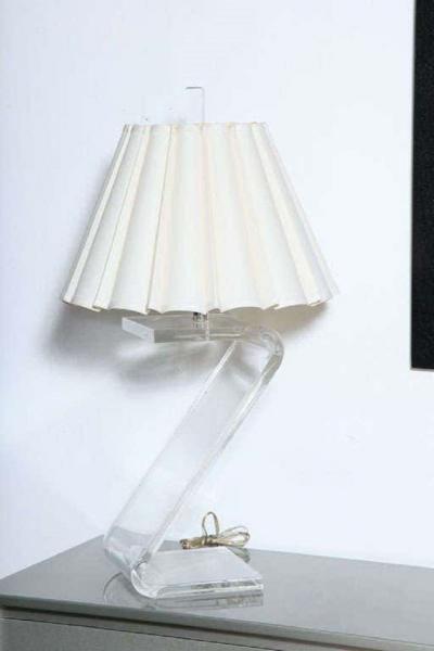 1970s Lucite Z Shaped Lamp