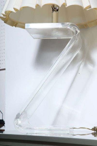 1970s Lucite Z Shaped Lamp