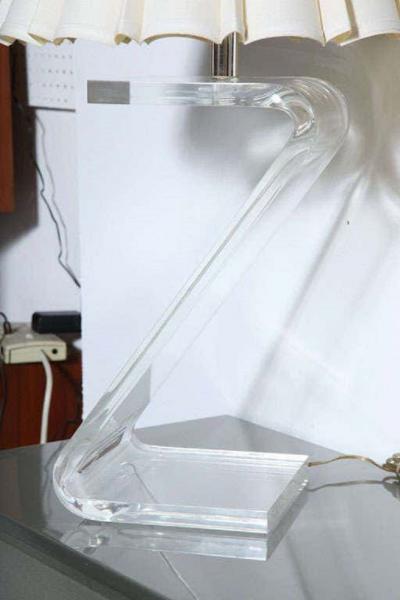 1970s Lucite Z Shaped Lamp