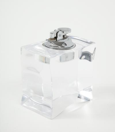 1970s Mid Century Modern Lucite Ashtray And Lighter Set