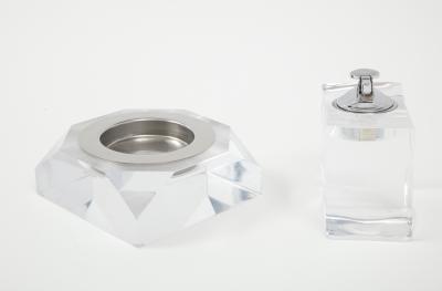 1970s Mid Century Modern Lucite Ashtray And Lighter Set