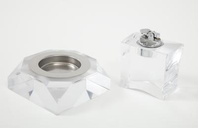 1970s Mid Century Modern Lucite Ashtray And Lighter Set