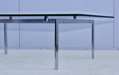 1970s Minimalist Stainless Steel Coffee Table With Floating Glass Top