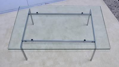 1970s Minimalist Stainless Steel Coffee Table With Floating Glass Top