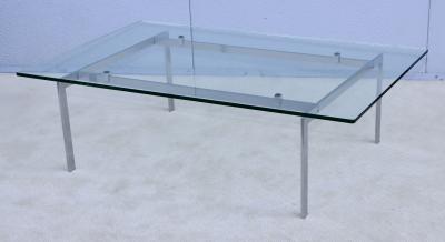 1970s Minimalist Stainless Steel Coffee Table With Floating Glass Top