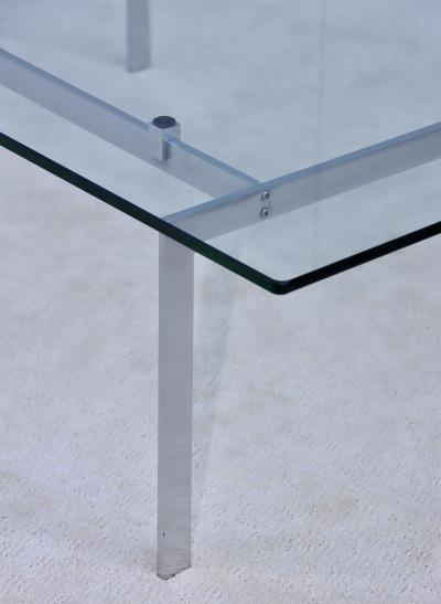 1970s Minimalist Stainless Steel Coffee Table With Floating Glass Top
