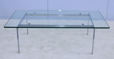 1970s Minimalist Stainless Steel Coffee Table With Floating Glass Top