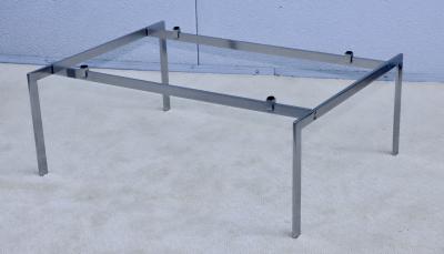 1970s Minimalist Stainless Steel Coffee Table With Floating Glass Top