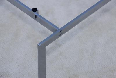 1970s Minimalist Stainless Steel Coffee Table With Floating Glass Top