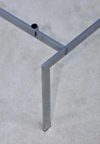 1970s Minimalist Stainless Steel Coffee Table With Floating Glass Top