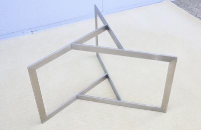 1970s Minimalist Stainless Steel With Round Glass Top Coffee Table