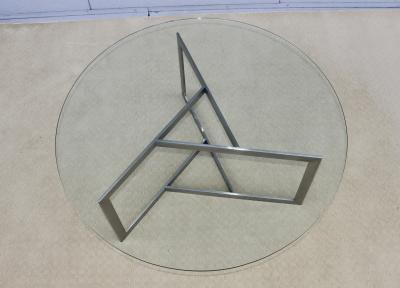 1970s Minimalist Stainless Steel With Round Glass Top Coffee Table