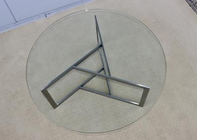 1970s Minimalist Stainless Steel With Round Glass Top Coffee Table