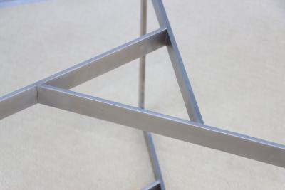 1970s Minimalist Stainless Steel With Round Glass Top Coffee Table
