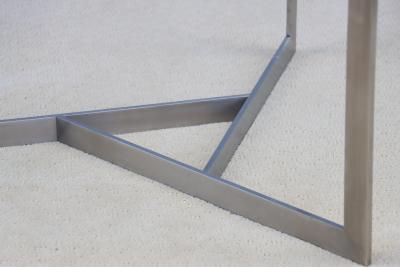 1970s Minimalist Stainless Steel With Round Glass Top Coffee Table