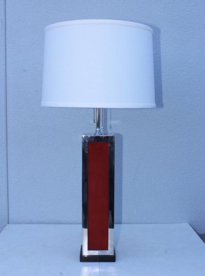 1970s Modern Chrome And Velvet Table Lamps
