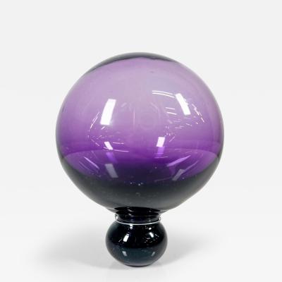 1970s Modern Clear Purple Glass Sculptural Ball Art