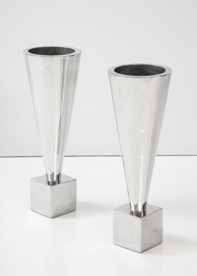 1970s Modernist Aluminum Planters Vases