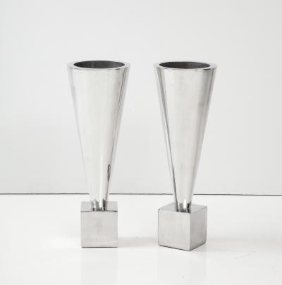 1970s Modernist Aluminum Planters Vases