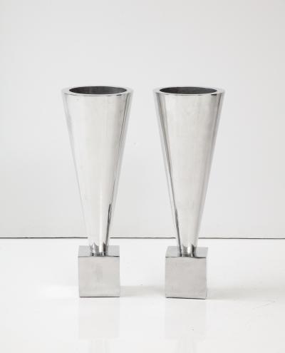 1970s Modernist Aluminum Planters Vases