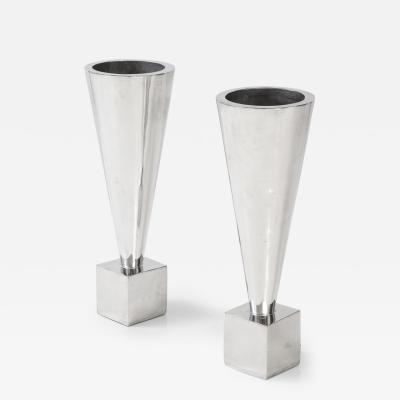 1970s Modernist Aluminum Planters Vases