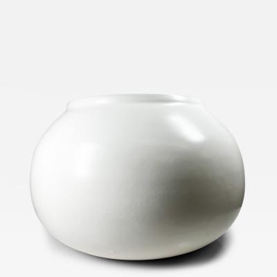 1970s Modernist Architectural Art Pottery White Sphere Planter