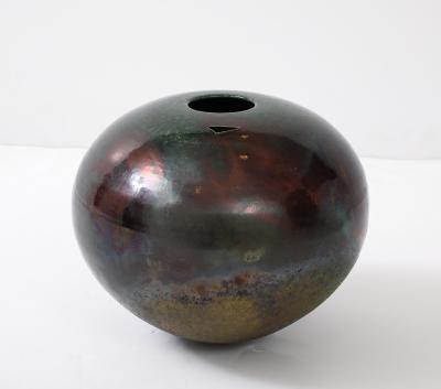1970s Modernist Raku Signed Decorative Vase