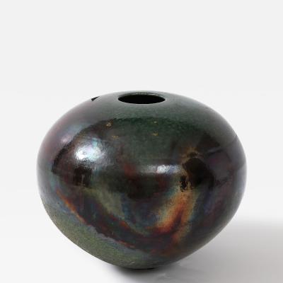 1970s Modernist Raku Signed Decorative Vase