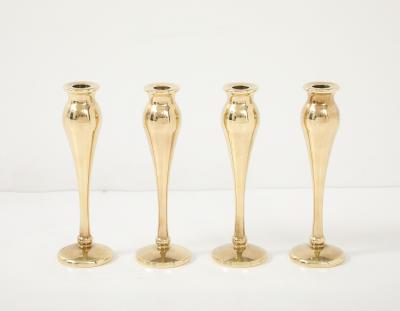 1970s Modernist Solid Brass Candle Holders Set Of 4