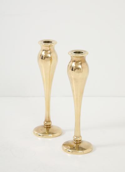 1970s Modernist Solid Brass Candle Holders Set Of 4