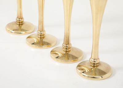 1970s Modernist Solid Brass Candle Holders Set Of 4