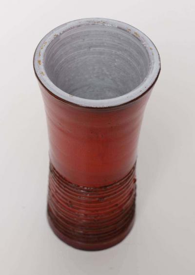 1970s Orange Red Handmade Ceramic Ashtray and Vase Set